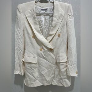 Giorgio Armani Le Collezoni Double Breasted Blazer Jacket Ivory Cream Color 10